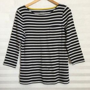 Talbots Womens Stretch Weekend Tee Top Size M Cotton Blend Long Sleeve Striped
